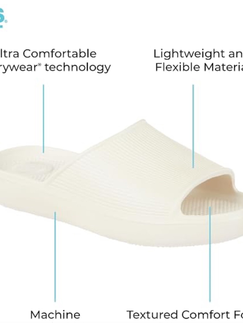 totes White Ribbed Open-Toe Slide Clogs - Picture 2 of 2